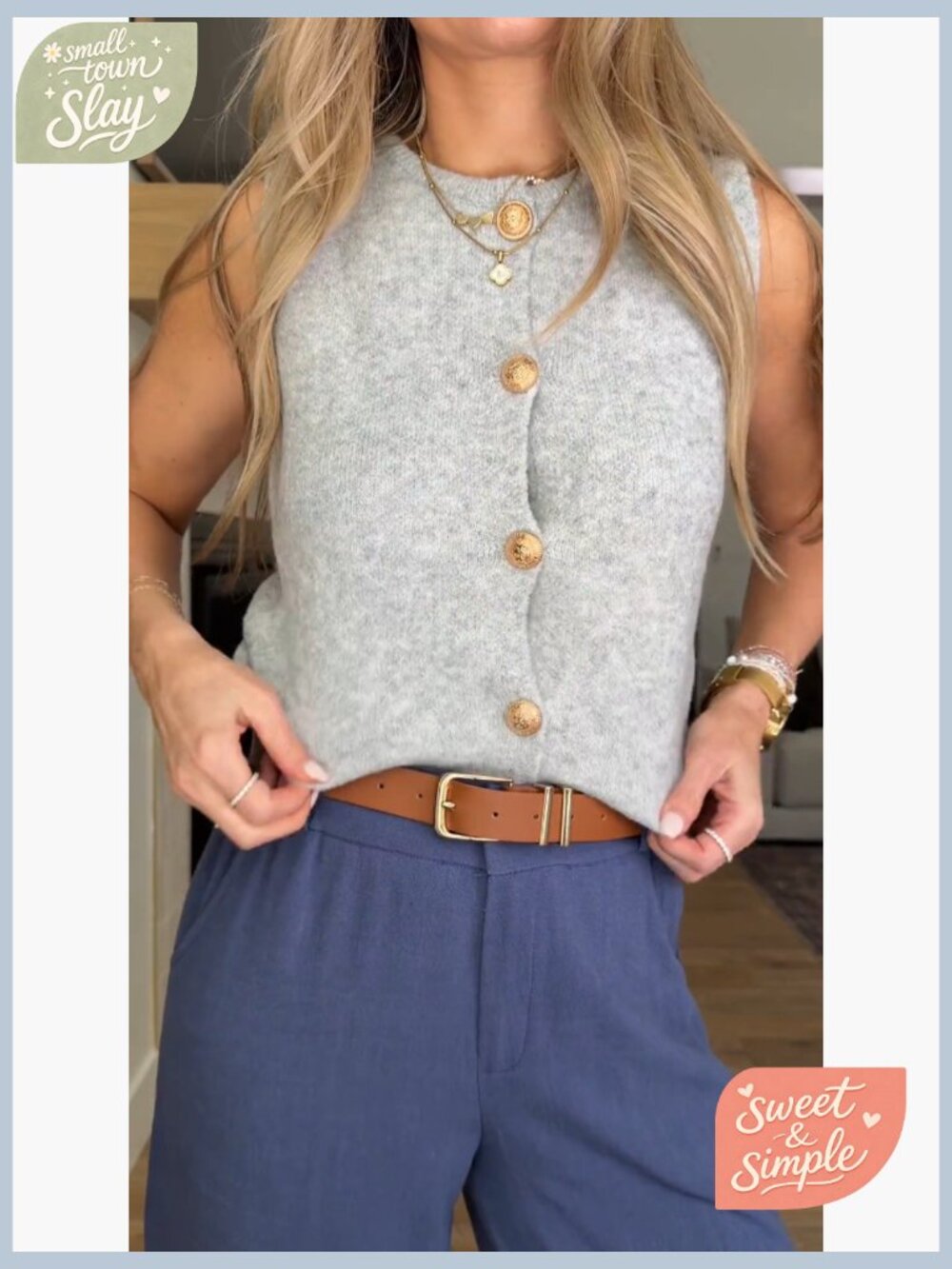 High Waisted Wide Leg Linen Pants Casual Button Up Trousers - Picture 7 of 7